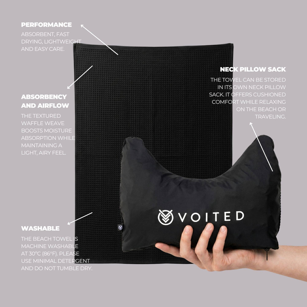 VOITED Beach Towel - Black Accessories VOITED 