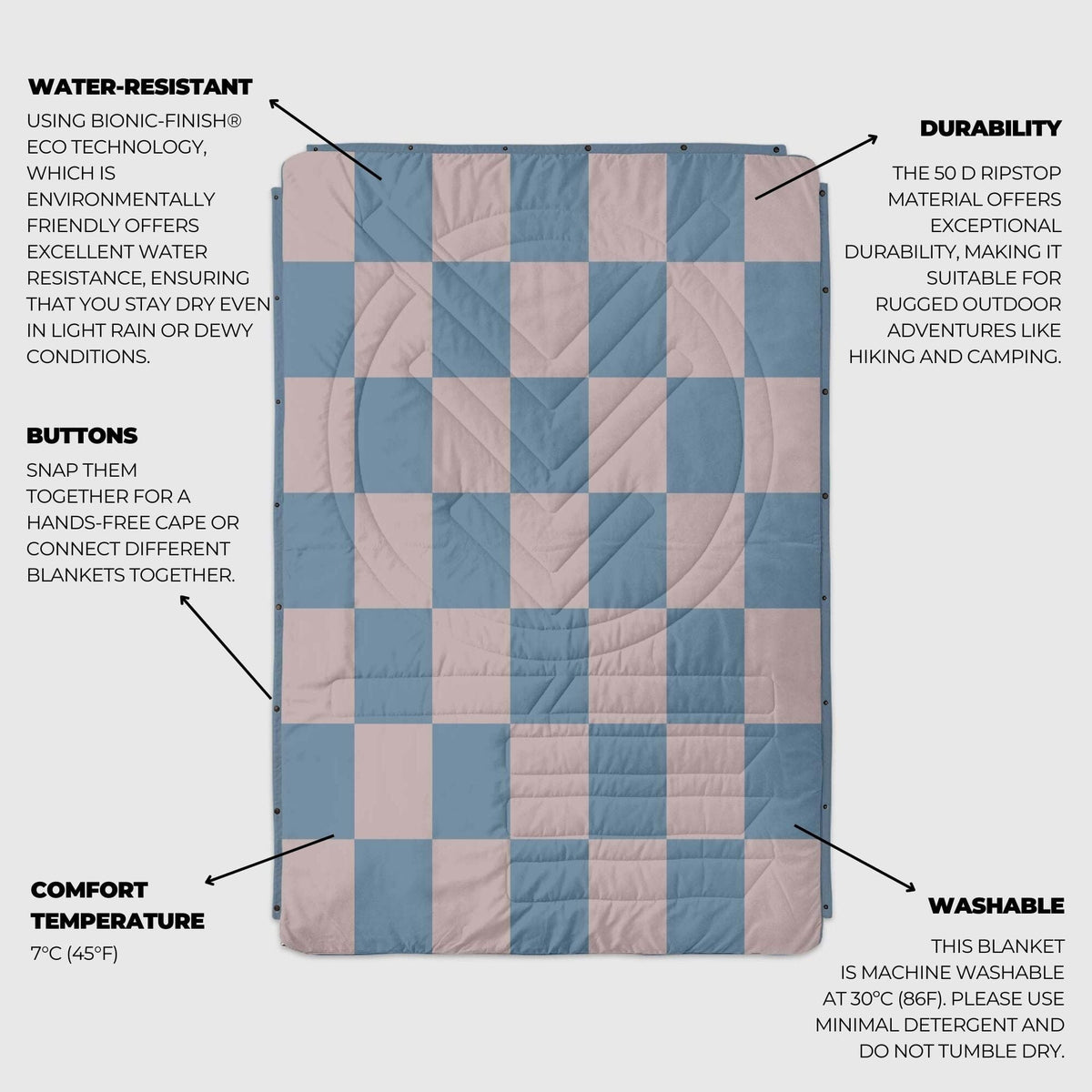 VOITED CloudTouch® Indoor/Outdoor Camping Blanket - Blue Dancer Blankets VOITED 