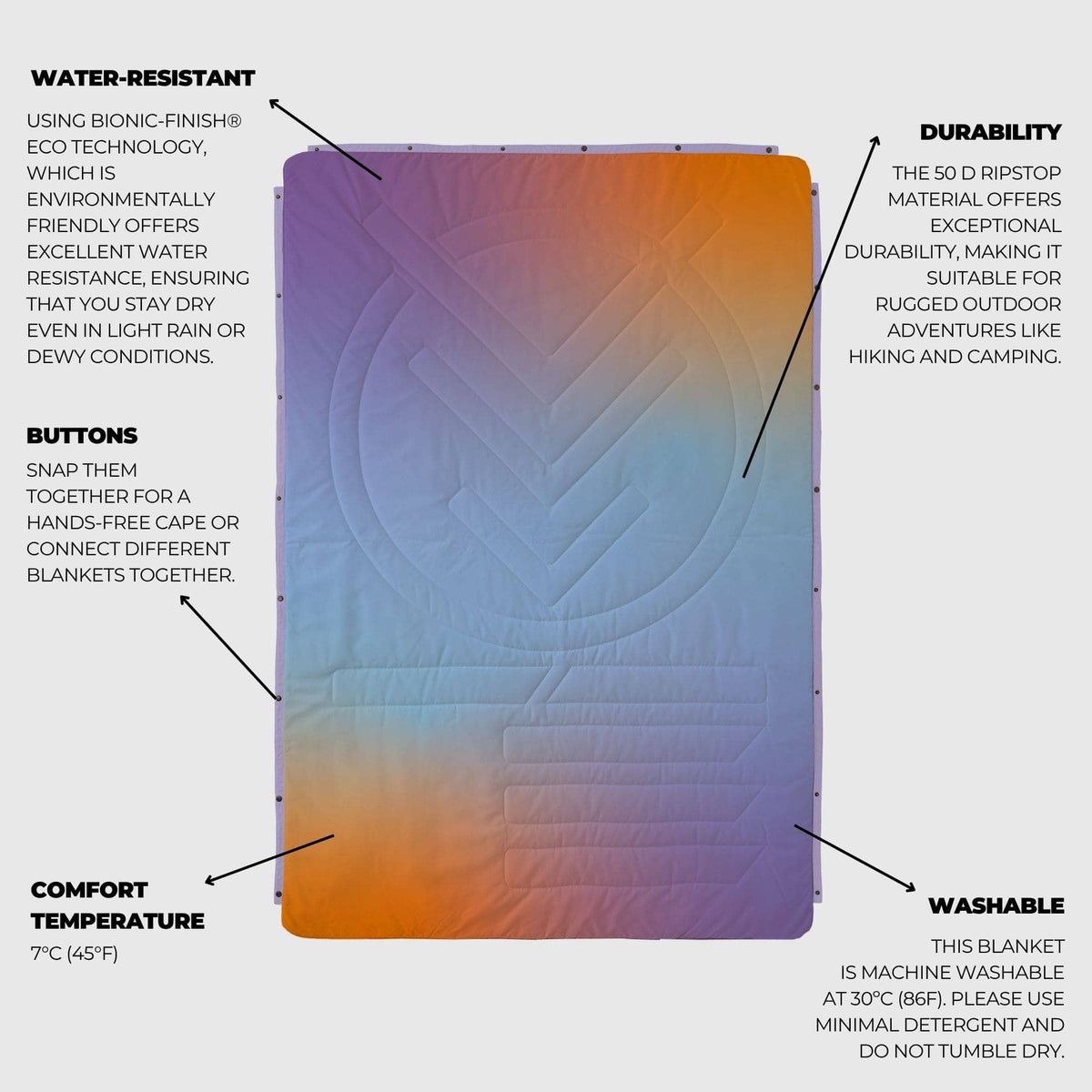 VOITED CloudTouch® Indoor/Outdoor Camping Blanket - Fuzzy Sunset Blankets VOITED 