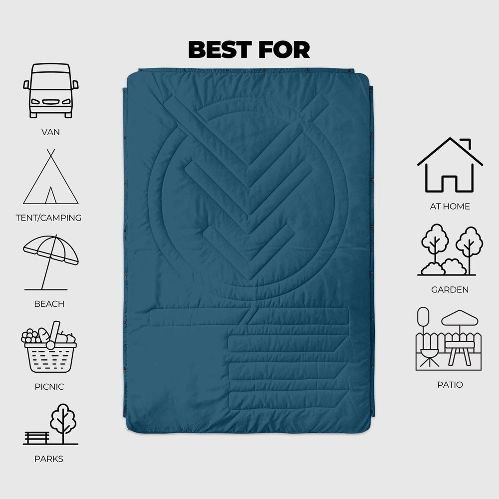 VOITED Recycled Ripstop Outdoor Camping Blanket - Blue Steel / Graphite Blankets VOITED 