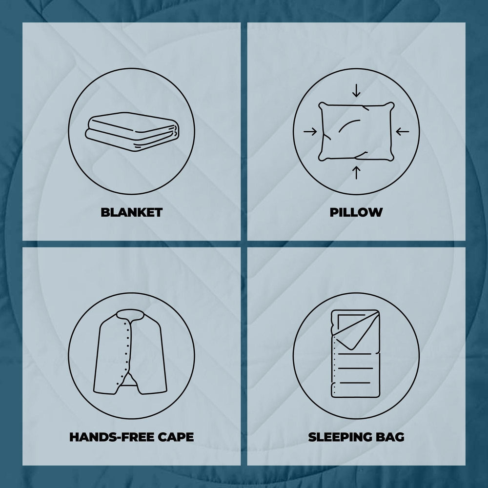 VOITED Recycled Ripstop Outdoor Camping Blanket - Blue Steel / Graphite Blankets VOITED 