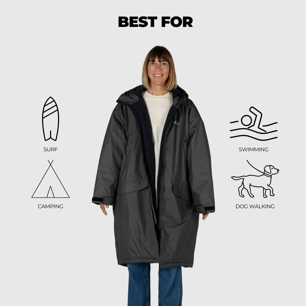 VOITED 3rd Edition Outdoor Changing Robe & Drycoat for Surfing, Camping, Vanlife & Wild Swimming - Black Changewear VOITED 